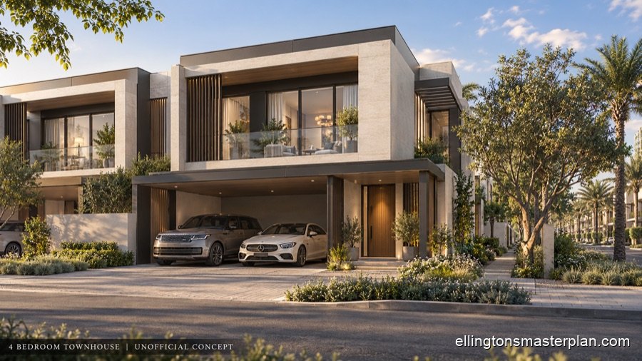 Concept of a four bedroom townhouse