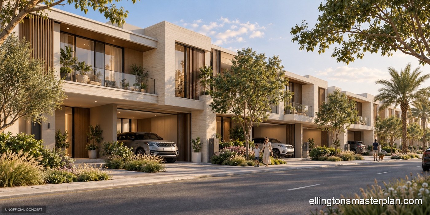 Concept view of a townhouse street