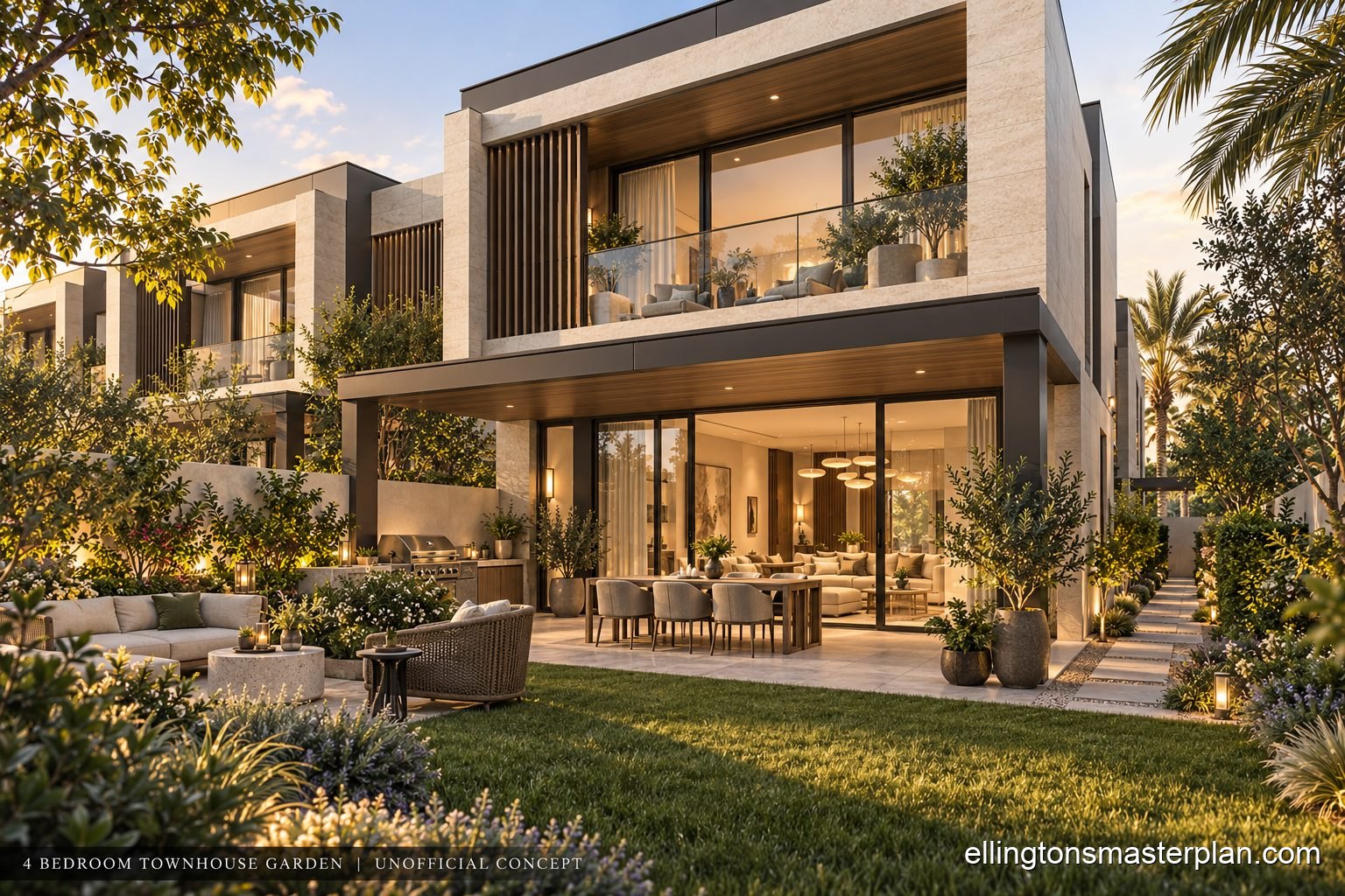 Unofficial concept of a four bedroom townhouse garden for Ellington's upcoming master community