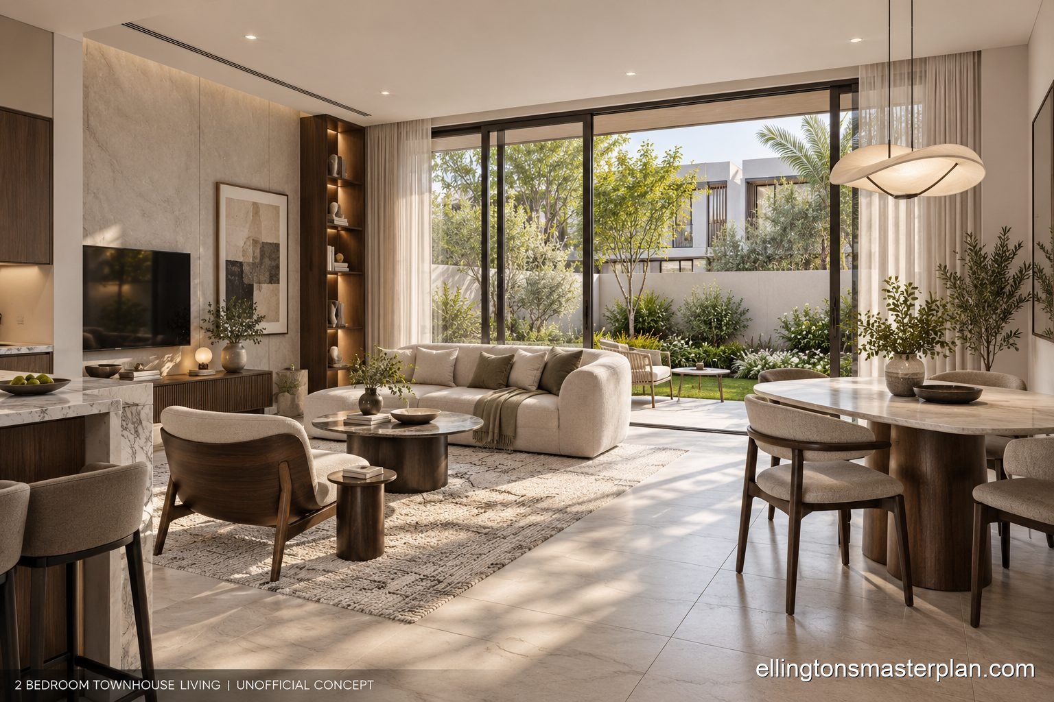 Concept of a two bedroom townhouse living room