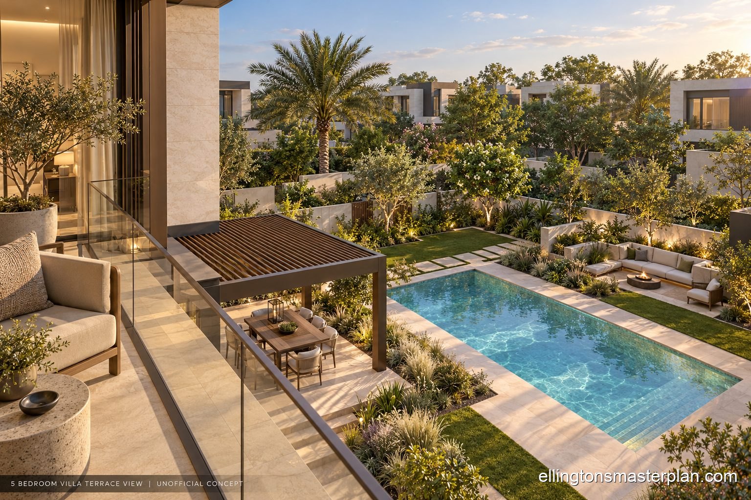 Concept view from a villa terrace